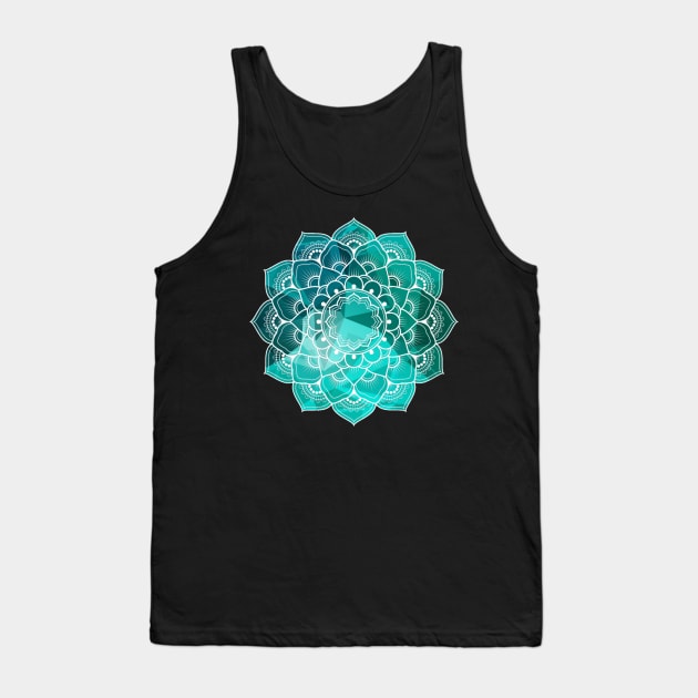 Sagittarius Birthstone Turquoise Spiritual Circle Mandala Tank Top by AmbersDesignsCo